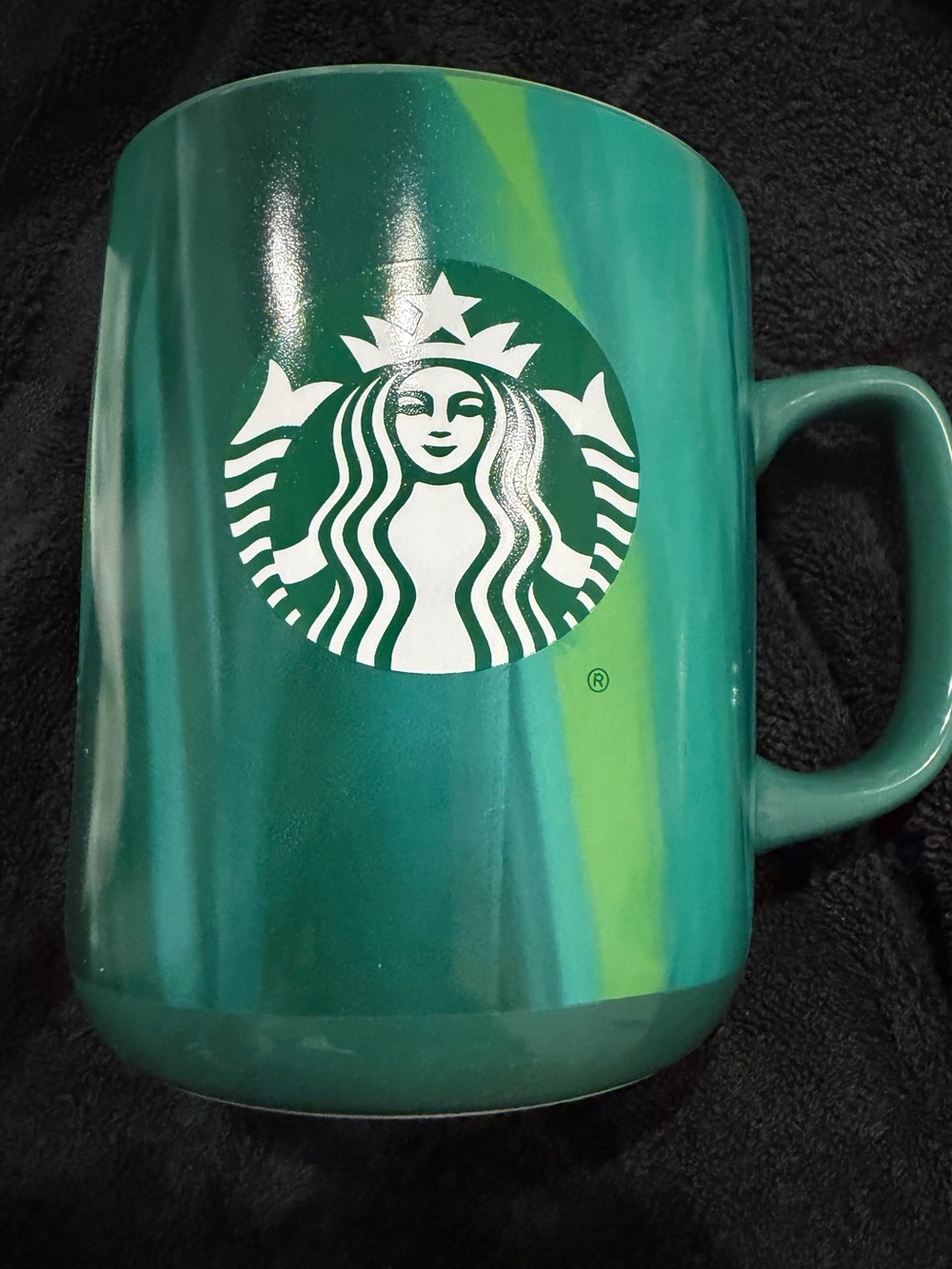 Starbucks Dark Green Ceramic Coffee Mug with White Rim